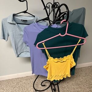 Stylish Women's Tops Collection - Yellow, Purple, Green. 5 tops